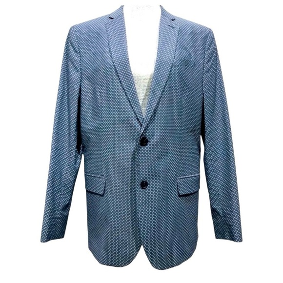 J. Ferrar LT Blue Flower Patterned Two Button Slim Fit Blazer - Picture 1 of 6